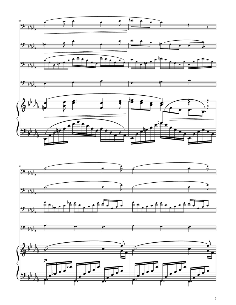 Clair de Lune - Cello Quartet String Quartet scores gallery preview page 5