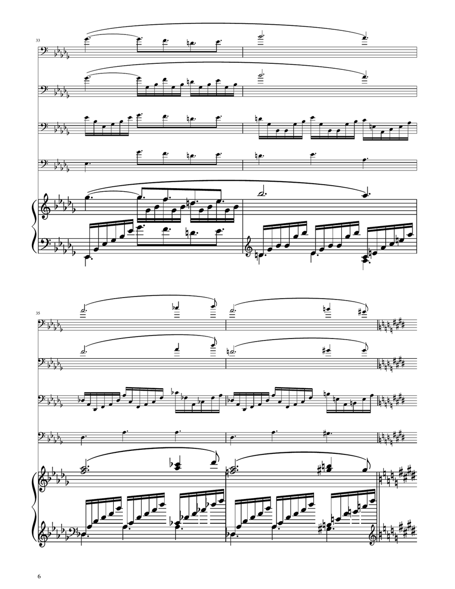 Clair de Lune - Cello Quartet String Quartet scores gallery preview page 6