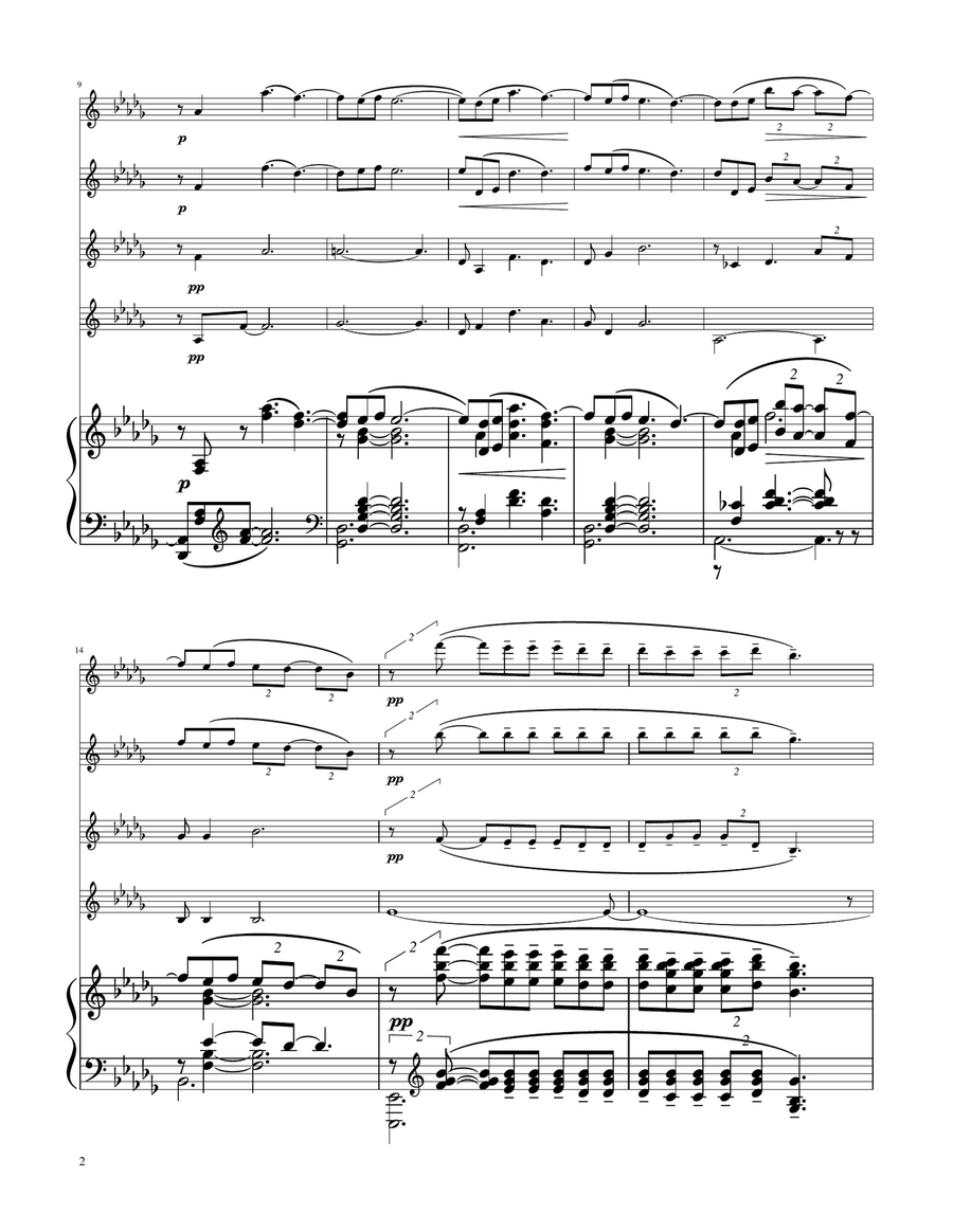 Clair de Lune - Violin Quartet String Quartet scores gallery preview page 2