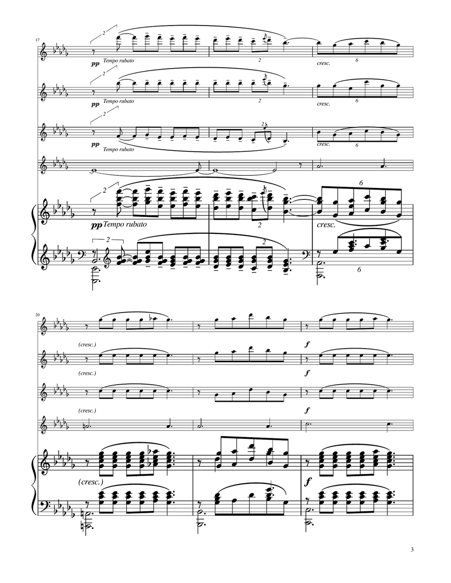 Clair de Lune - Violin Quartet String Quartet scores gallery preview page 3