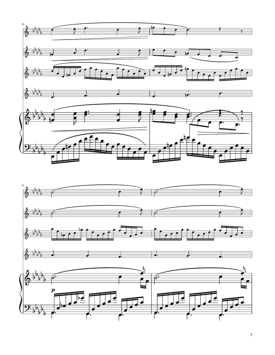 Clair de Lune - Violin Quartet String Quartet scores gallery preview page 5