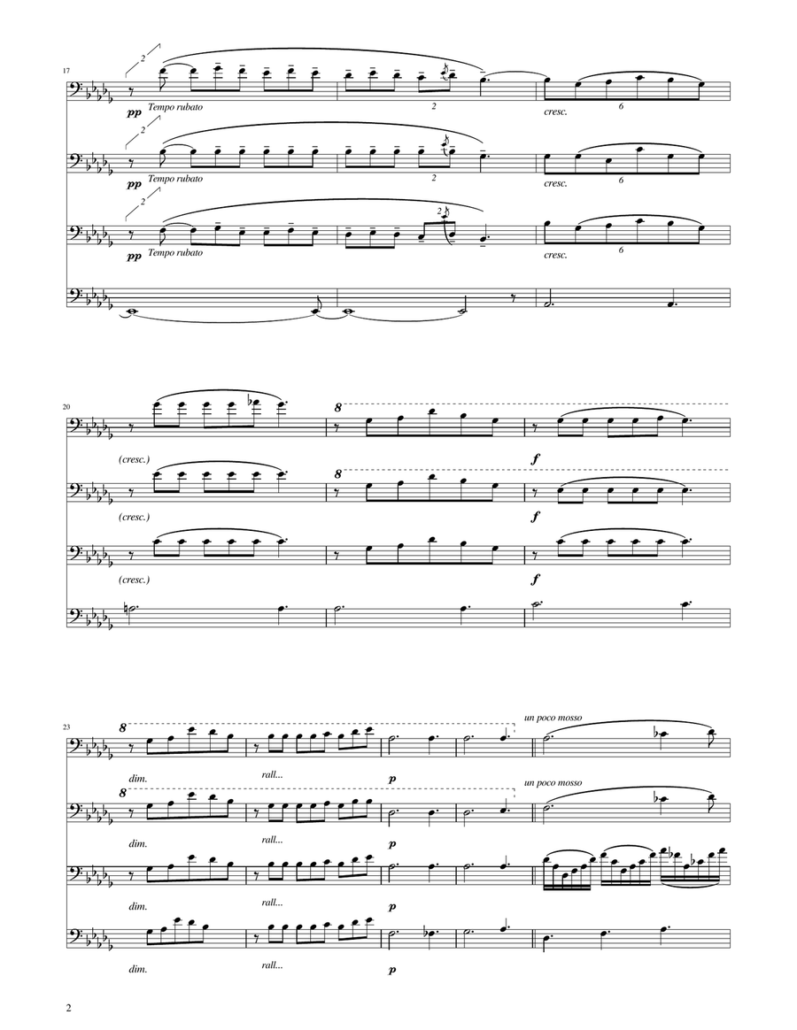 Clair de Lune - Cello Quartet String Quartet scores gallery preview page 2