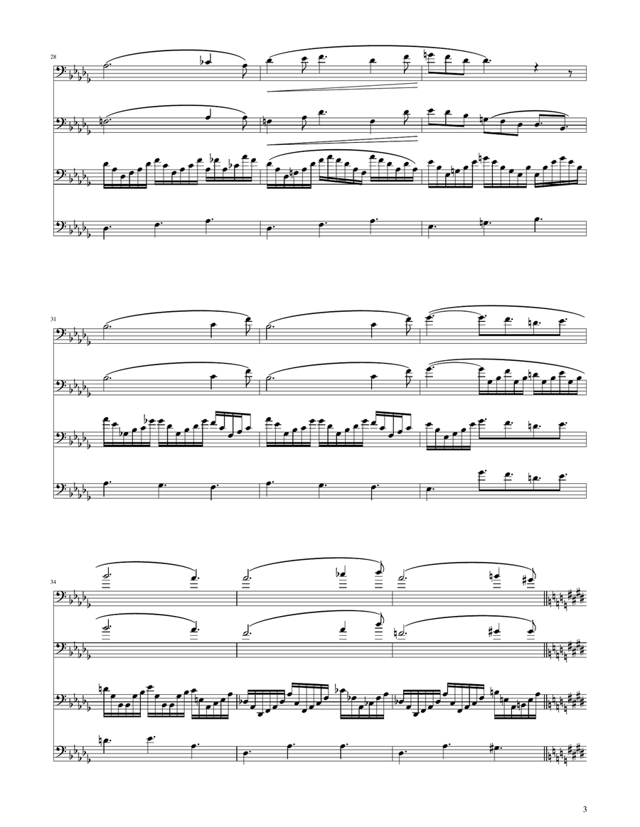 Clair de Lune - Cello Quartet String Quartet scores gallery preview page 3
