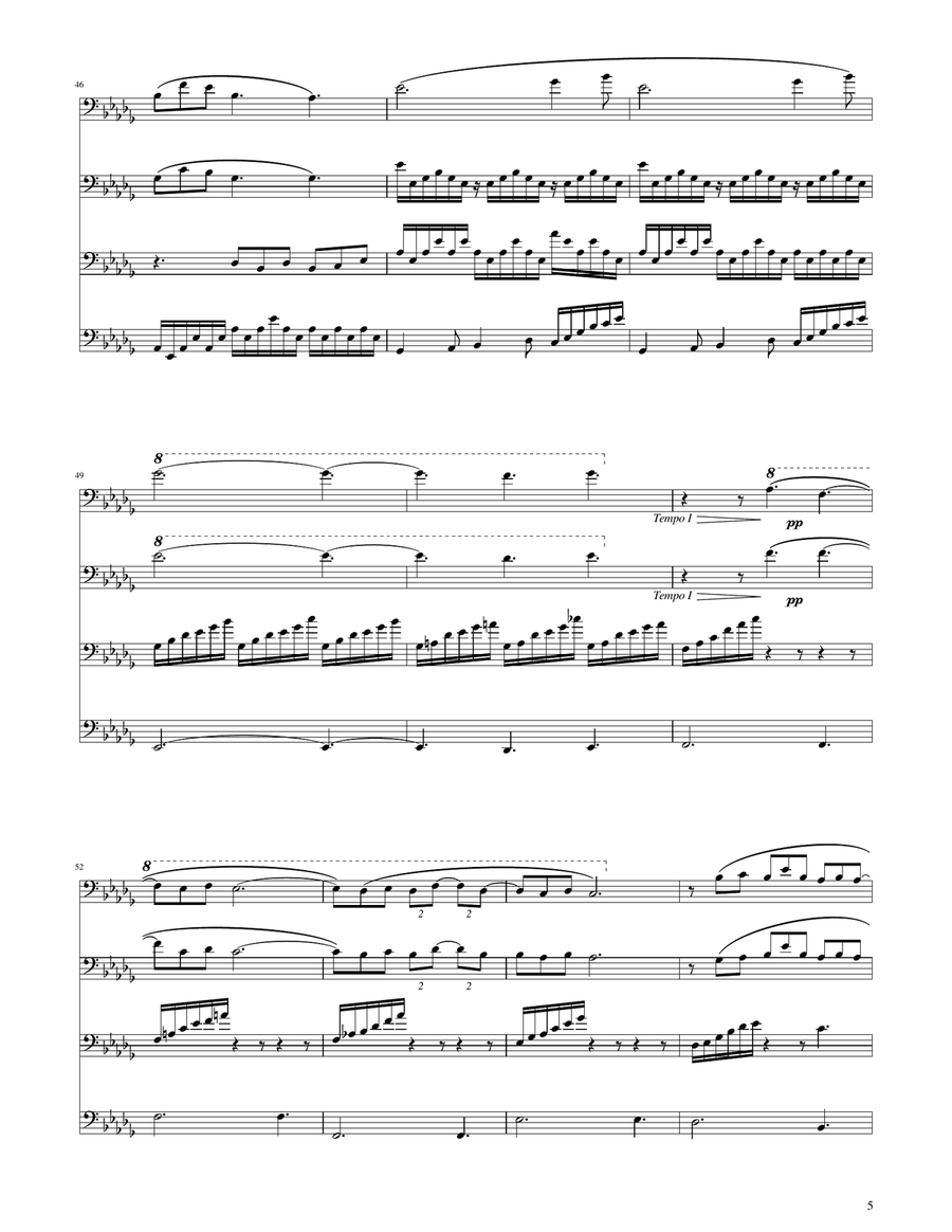 Clair de Lune - Cello Quartet String Quartet scores gallery preview page 5
