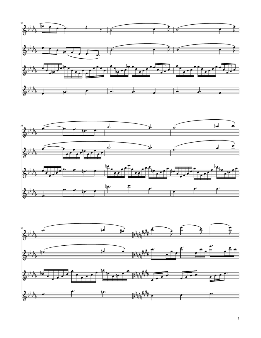 Clair de Lune - Violin Quartet String Quartet scores gallery preview page 3