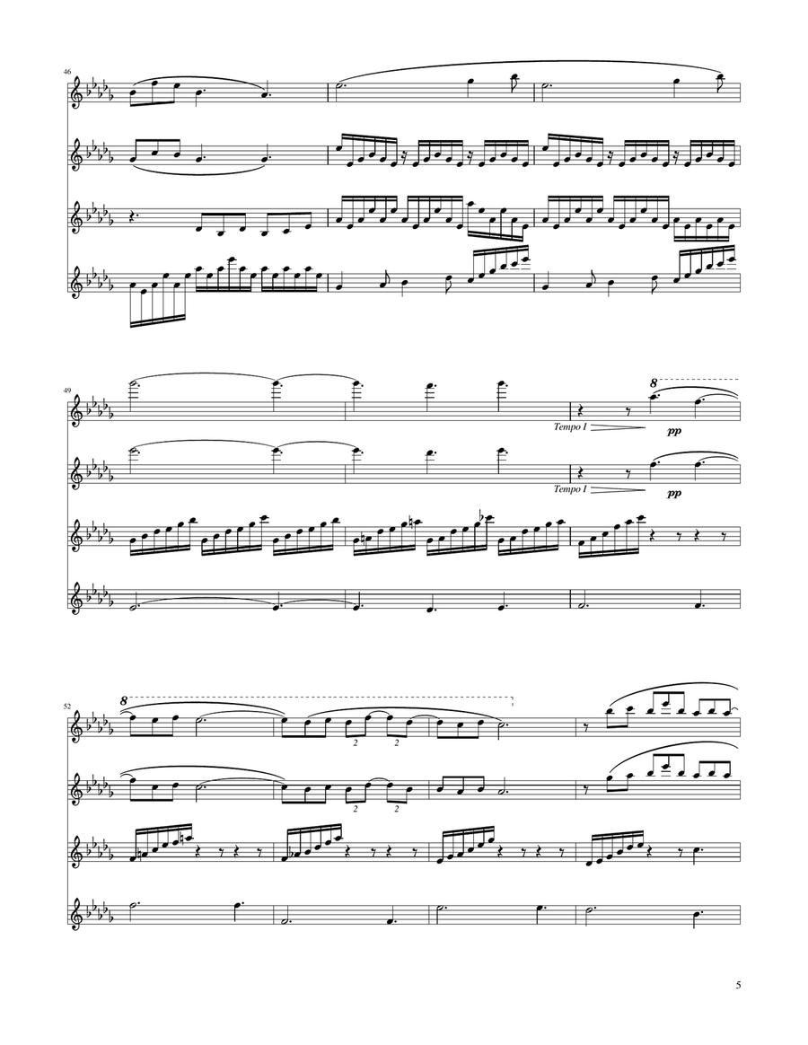 Clair de Lune - Violin Quartet String Quartet scores gallery preview page 5