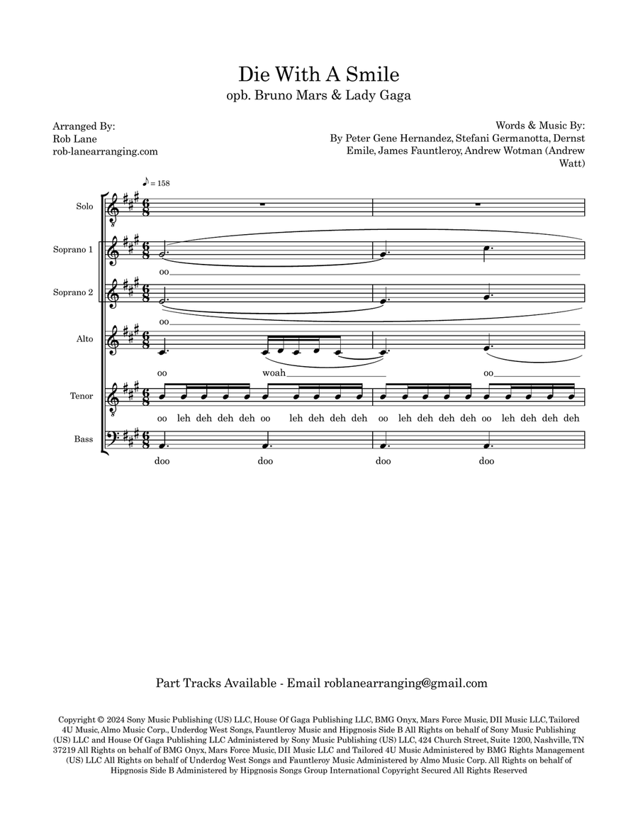 Die With A Smile Die With A Smile 4-Part scores gallery preview page 1