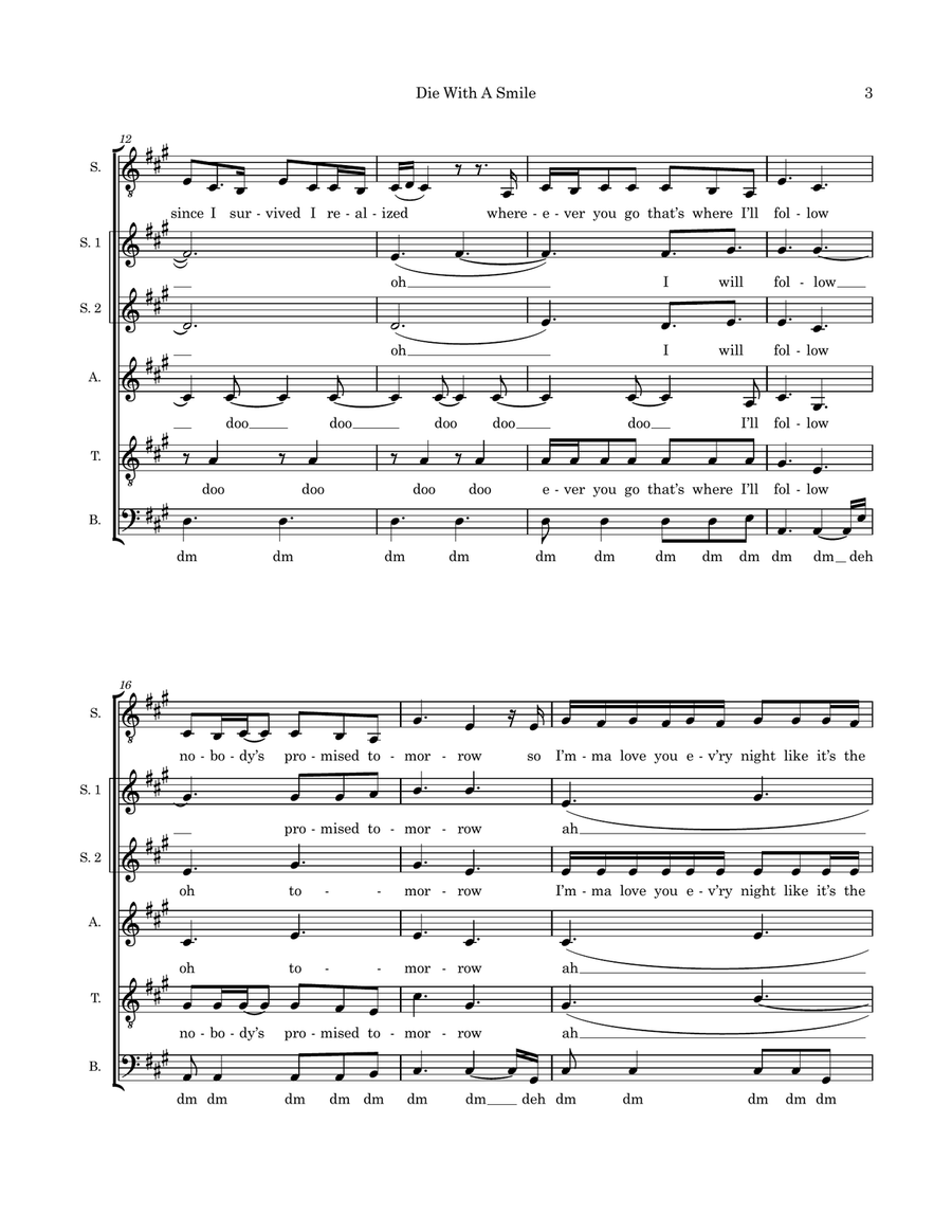 Die With A Smile Die With A Smile 4-Part scores gallery preview page 3