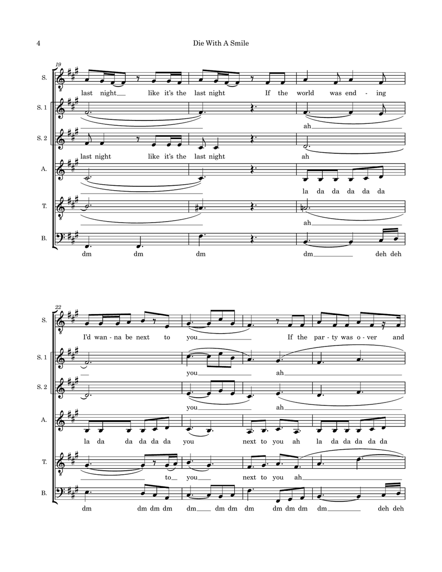 Die With A Smile Die With A Smile 4-Part scores gallery preview page 4