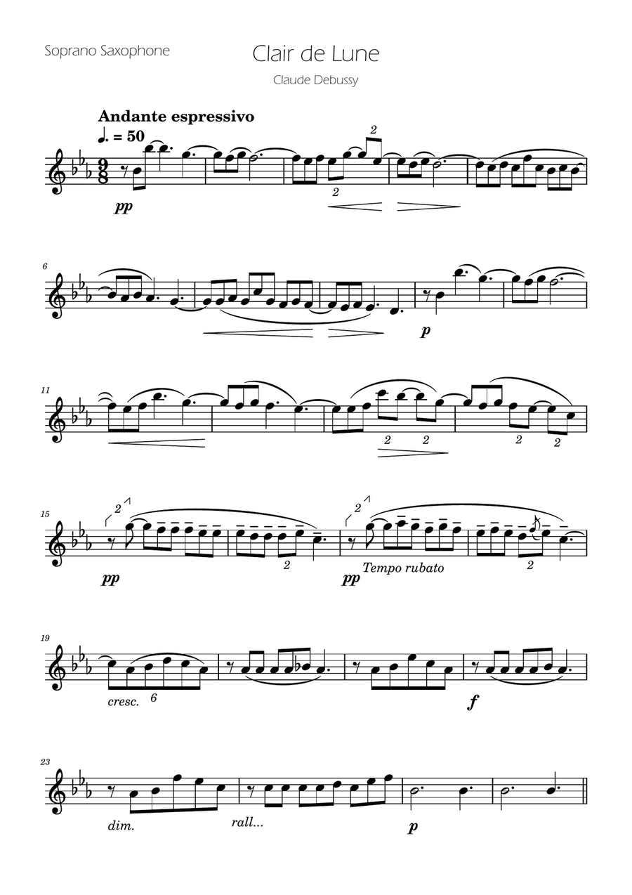 Clair de Lune - Sax Quartet Saxophone Quartet scores gallery preview page 6