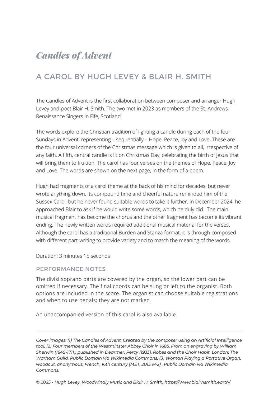 Candles of Advent (a carol) for SATB with Organ accompaniment 4-Part scores gallery preview page 2