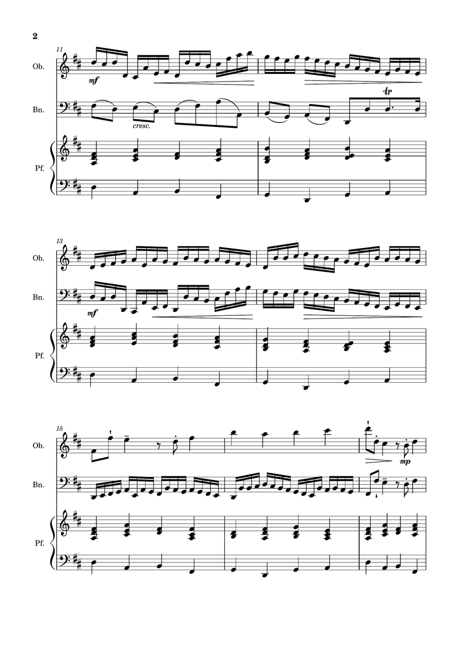 Canon in D Major, P.37; T.337. Oboe, Bassoon and Piano. Score and Parts Woodwind Duet scores gallery preview page 2