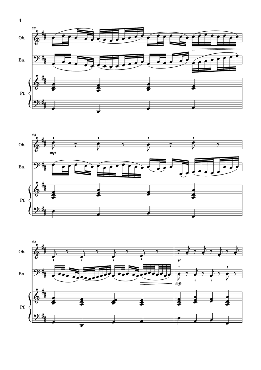 Canon in D Major, P.37; T.337. Oboe, Bassoon and Piano. Score and Parts Woodwind Duet scores gallery preview page 4