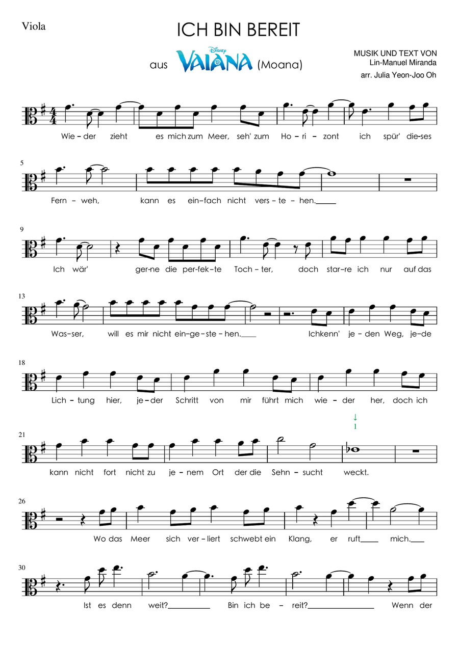 How Far I'll Go How Far I'll Go Viola Solo scores gallery preview page 1