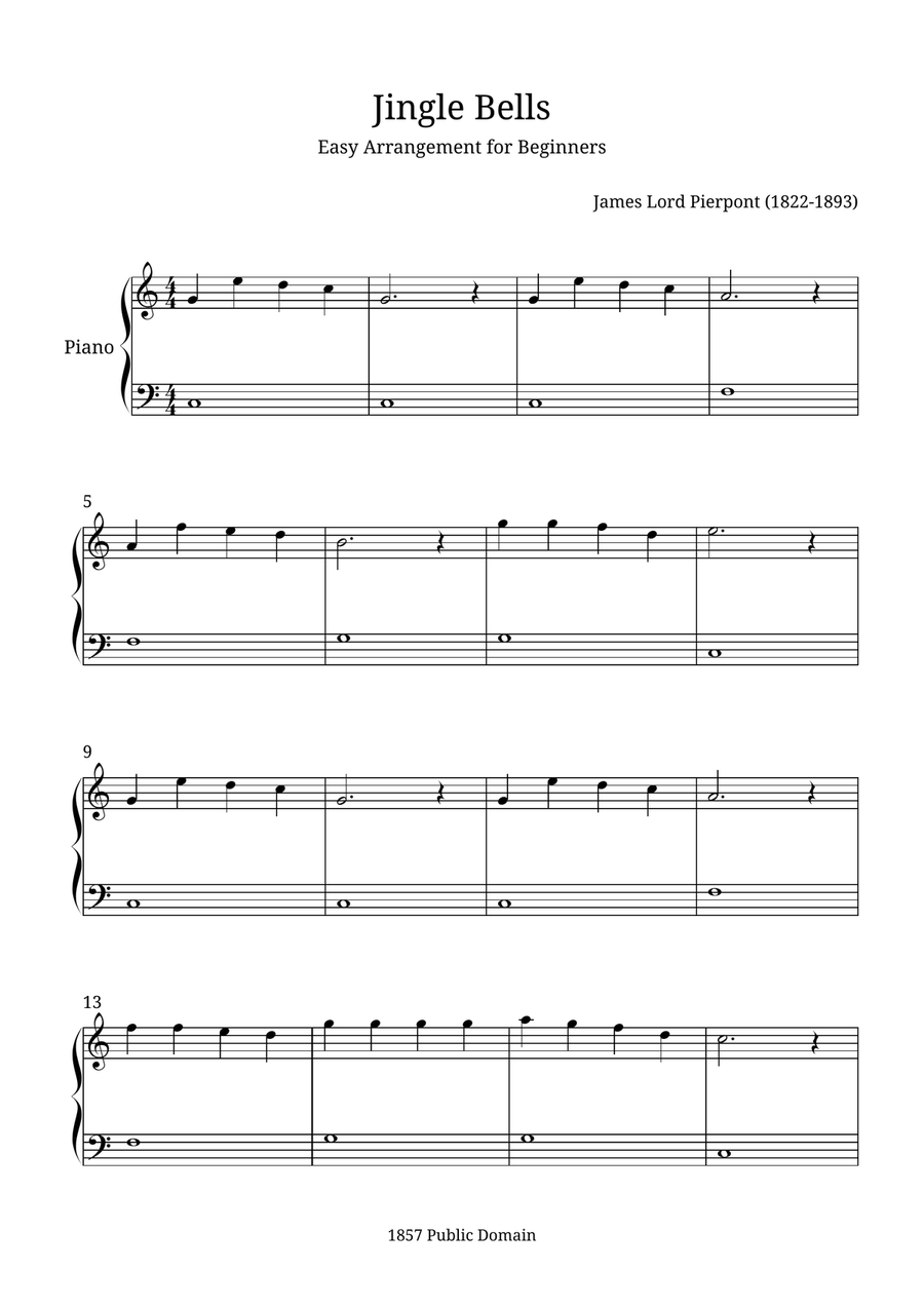 Jingle Bells Jingle Bells Easy Piano scores gallery preview page 1