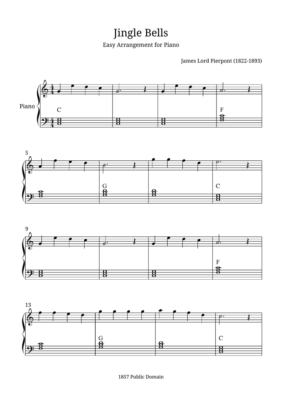 Jingle Bells Jingle Bells Easy Piano scores gallery preview page 1