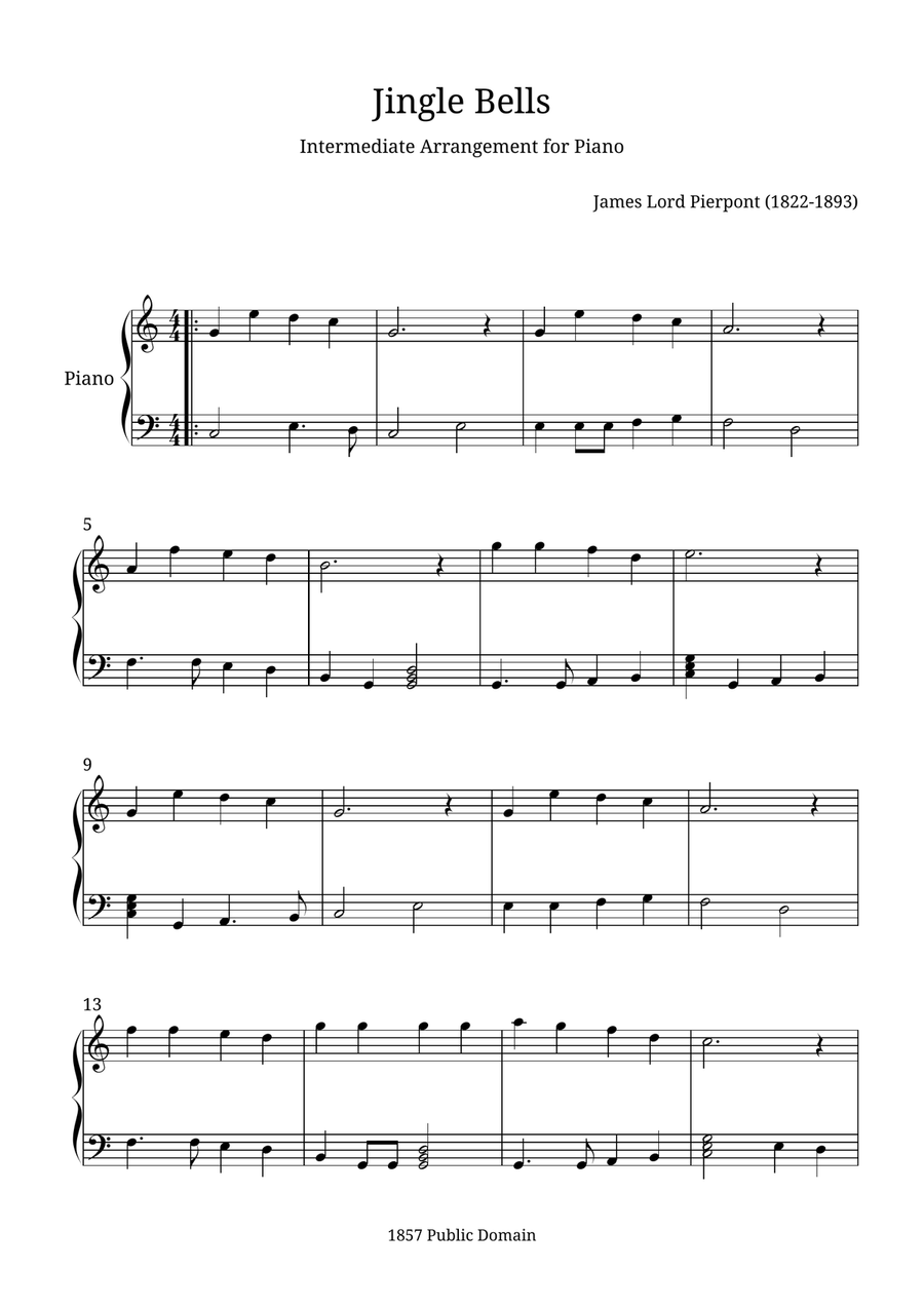 Jingle Bells Jingle Bells Piano Solo scores gallery preview page 1