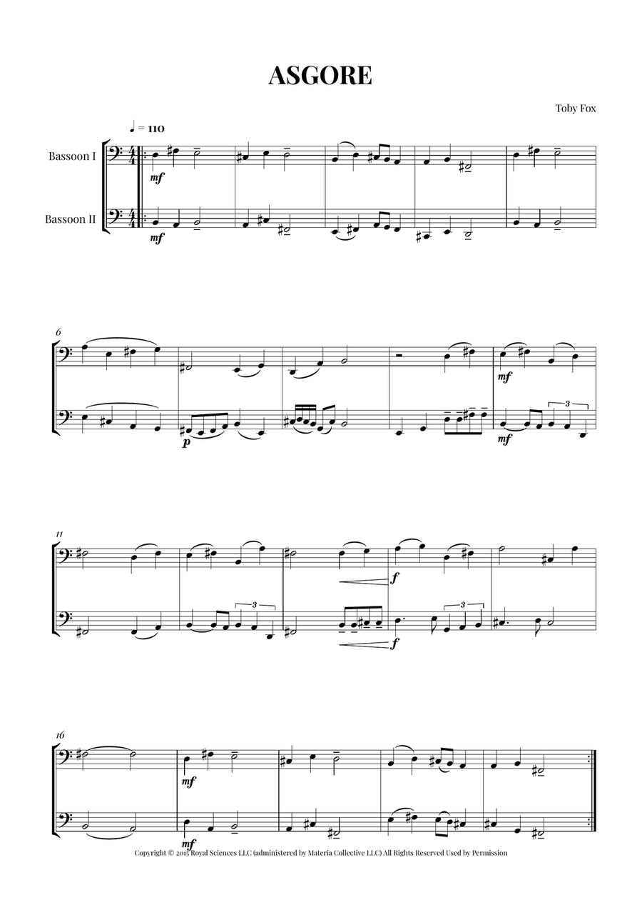 Asgore Asgore Woodwind Duet scores gallery preview page 1