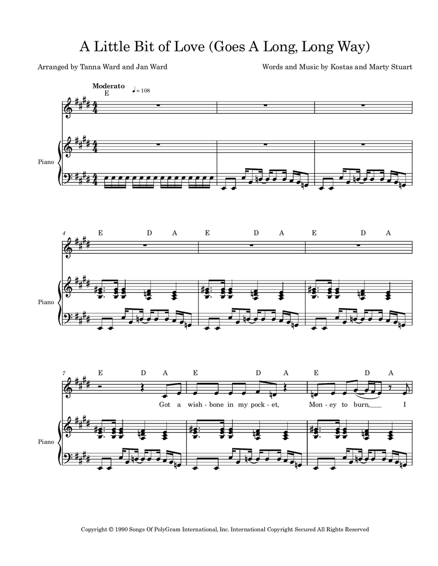 A Little Bit Of Love (Goes A Long, Long Way) Piano, Vocal scores gallery preview page 1