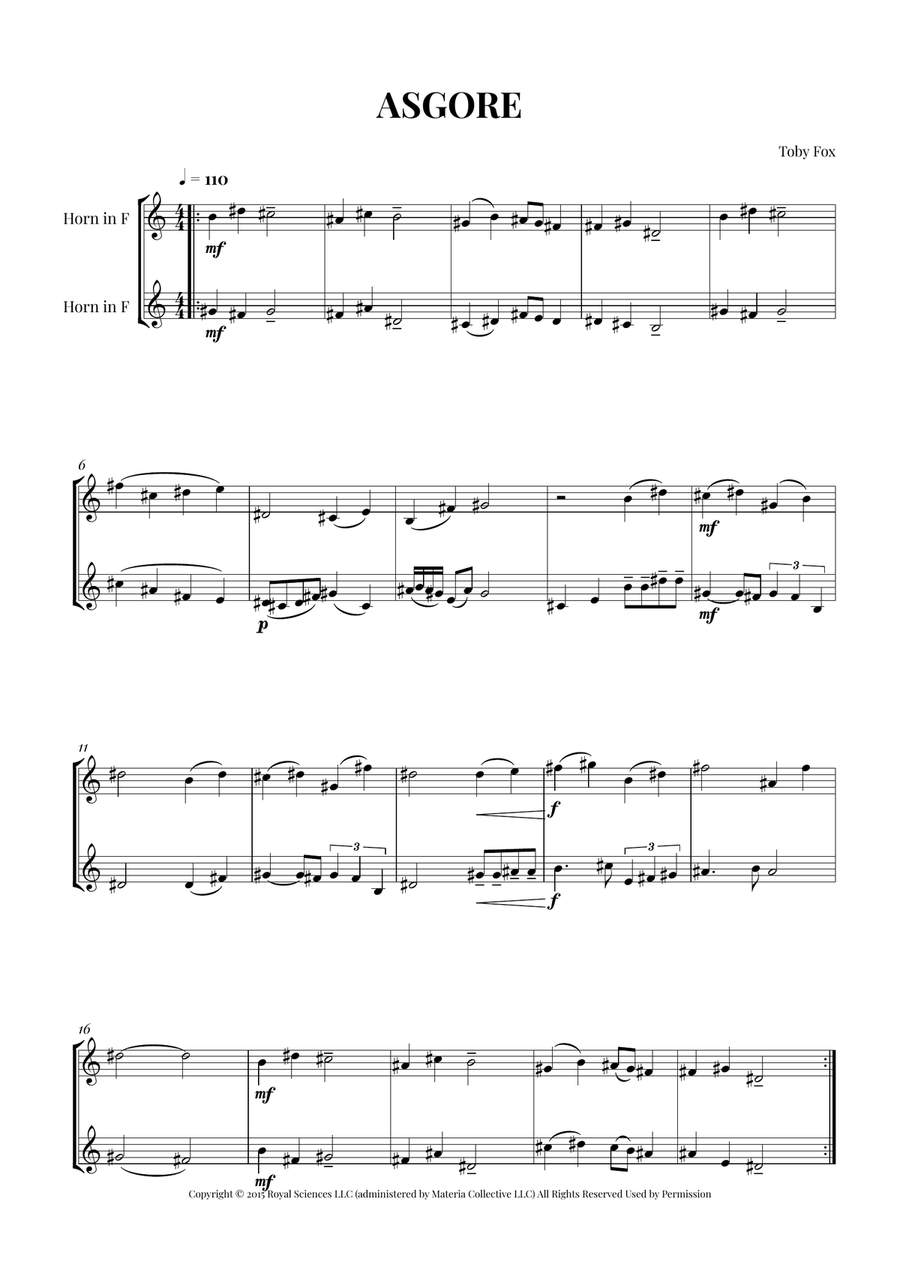 Asgore Asgore Brass Duet scores gallery preview page 1