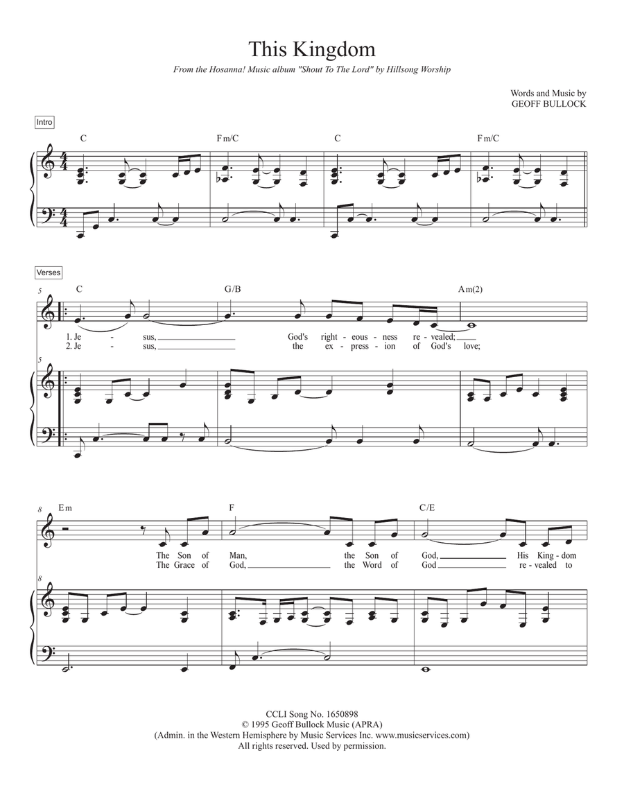 This Kingdom This Kingdom Piano, Vocal scores gallery preview page 1