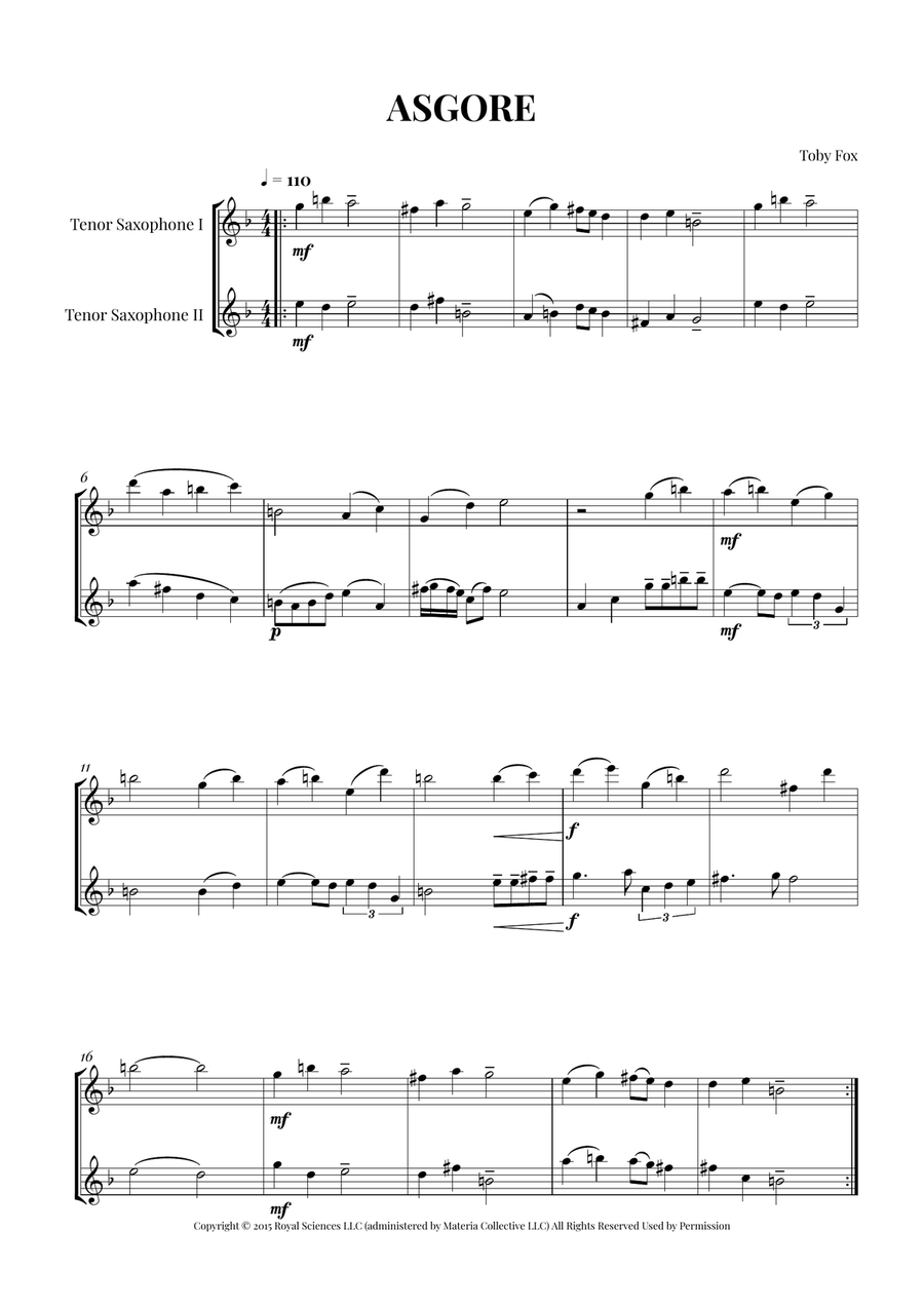 Asgore Asgore Woodwind Duet scores gallery preview page 1