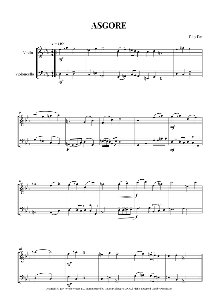Asgore Asgore String Duet scores gallery preview page 1