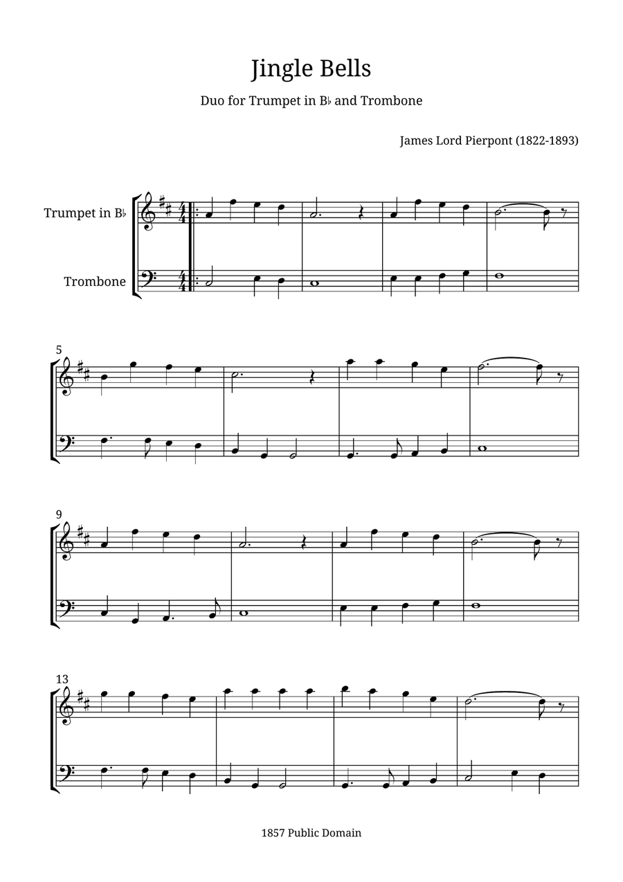 Jingle Bells Jingle Bells Brass Duet scores gallery preview page 1