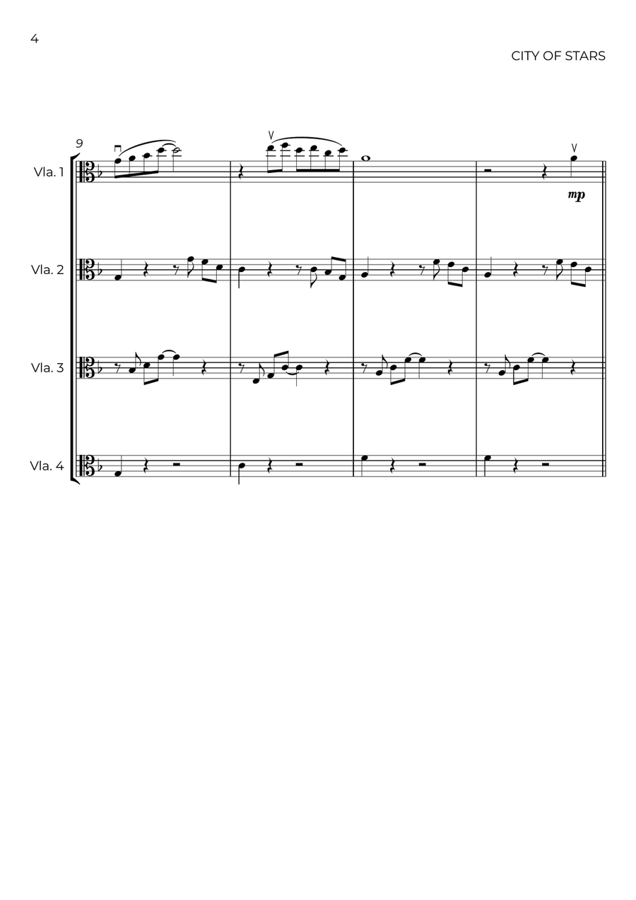City Of Stars City Of Stars String Quartet scores gallery preview page 4