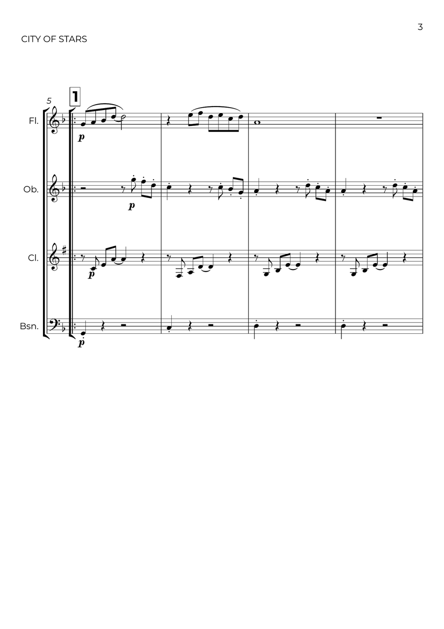 City Of Stars City Of Stars Woodwind Quartet scores gallery preview page 3