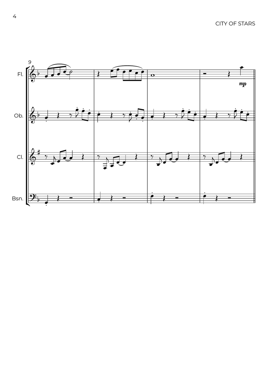 City Of Stars City Of Stars Woodwind Quartet scores gallery preview page 4