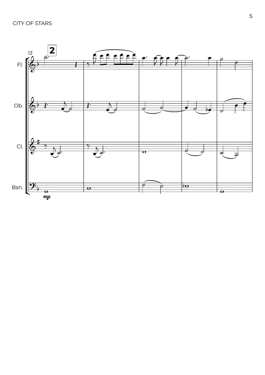 City Of Stars City Of Stars Woodwind Quartet scores gallery preview page 5