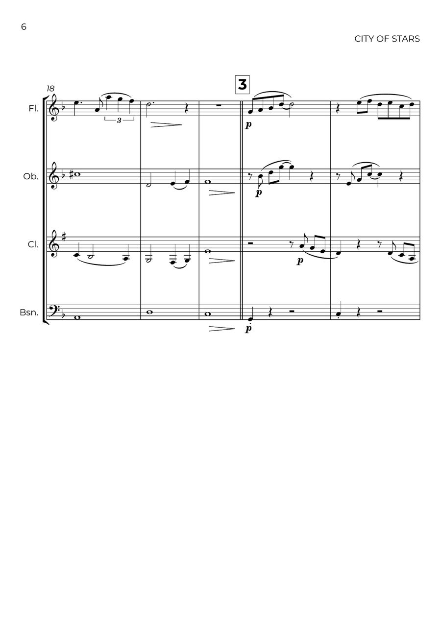 City Of Stars City Of Stars Woodwind Quartet scores gallery preview page 6