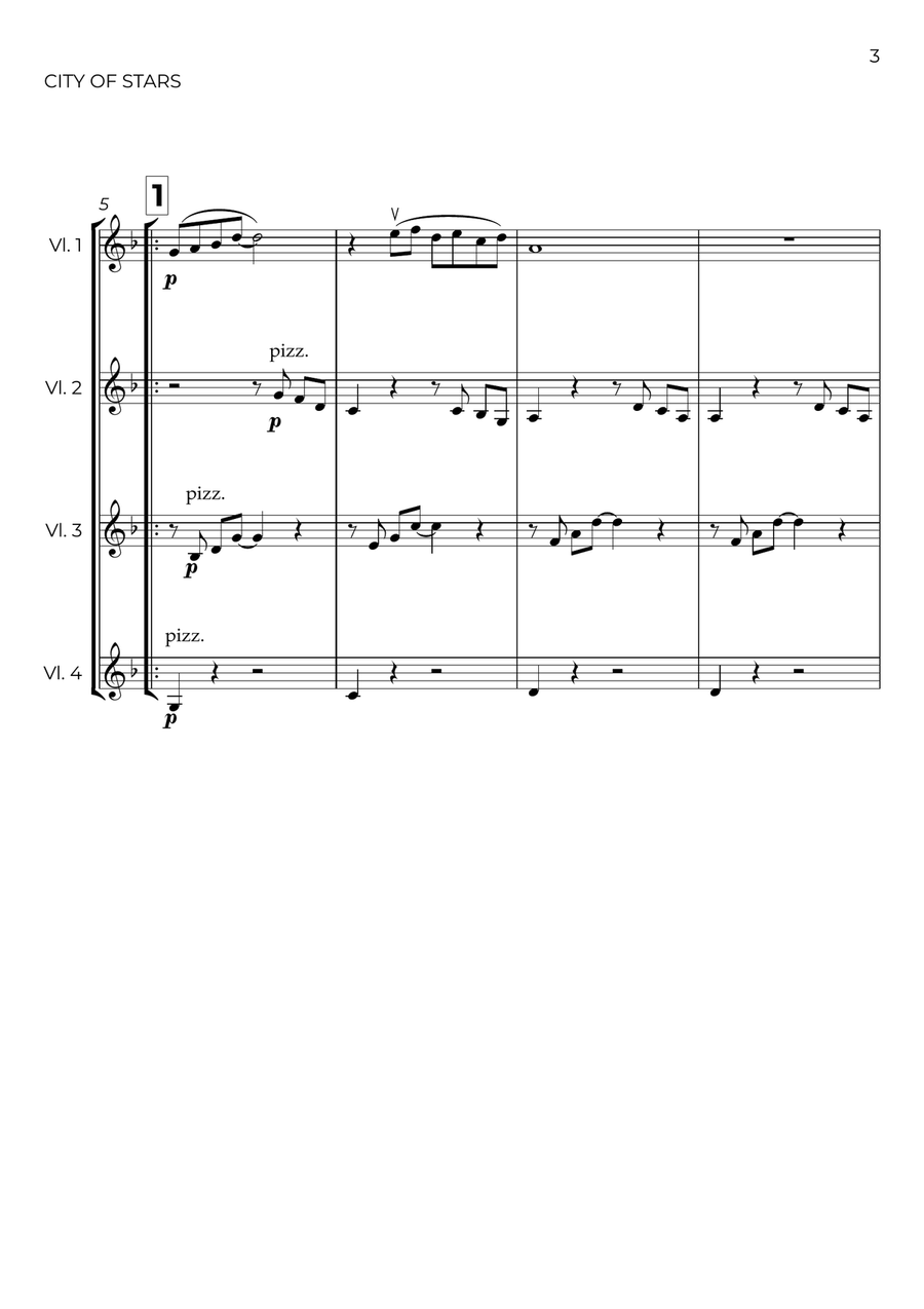 City Of Stars City Of Stars String Quartet scores gallery preview page 3