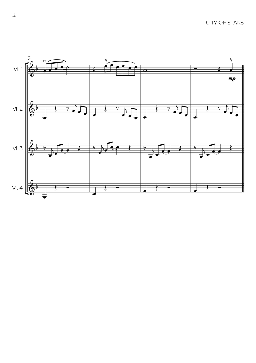 City Of Stars City Of Stars String Quartet scores gallery preview page 4