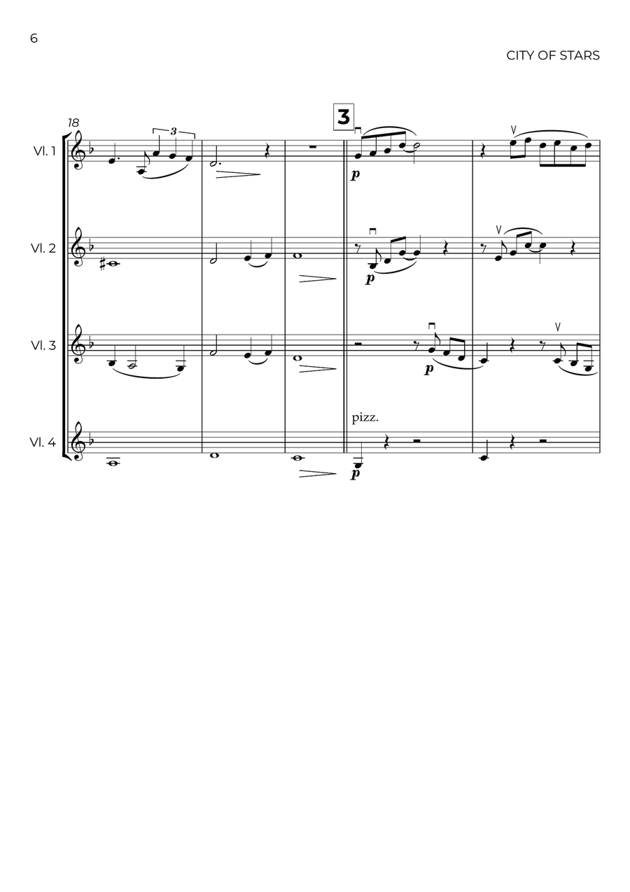 City Of Stars City Of Stars String Quartet scores gallery preview page 6