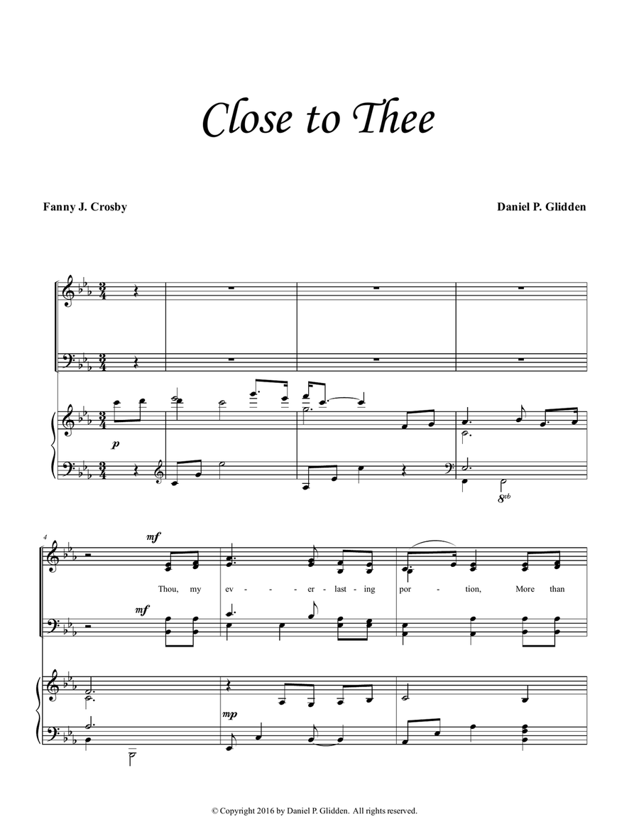 Close to Thee 4-Part scores gallery preview page 1