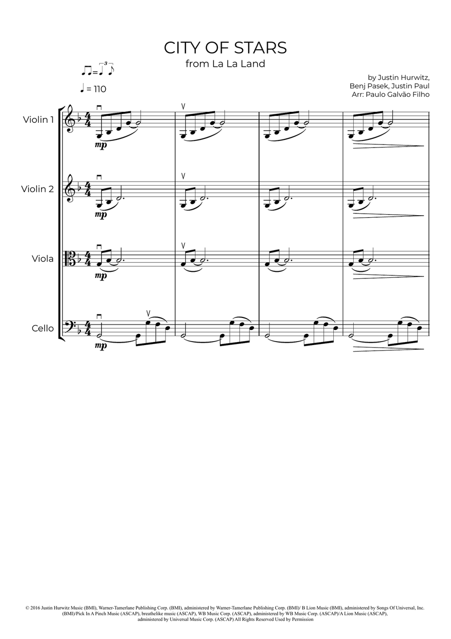 City Of Stars City Of Stars String Quartet scores gallery preview page 2