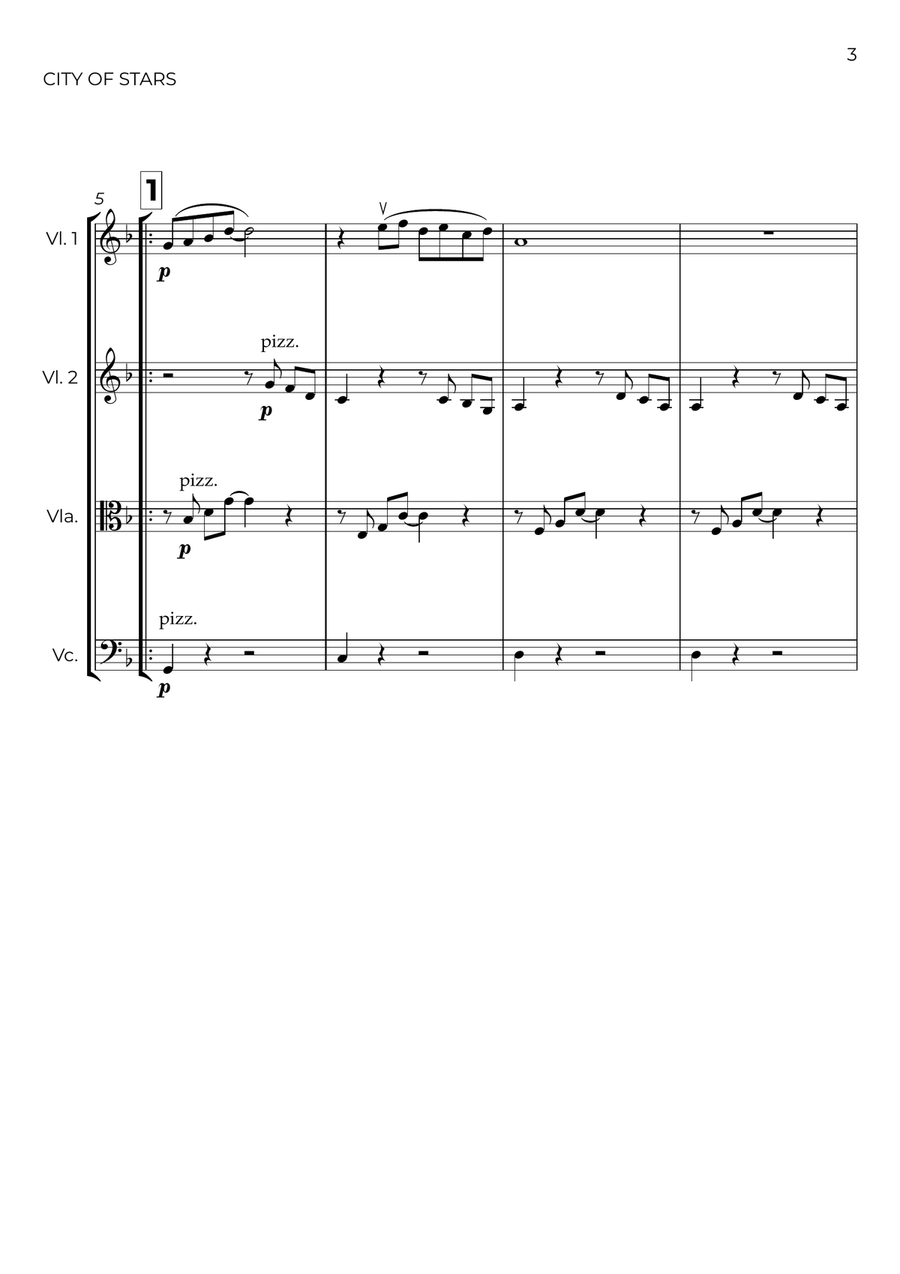 City Of Stars City Of Stars String Quartet scores gallery preview page 3