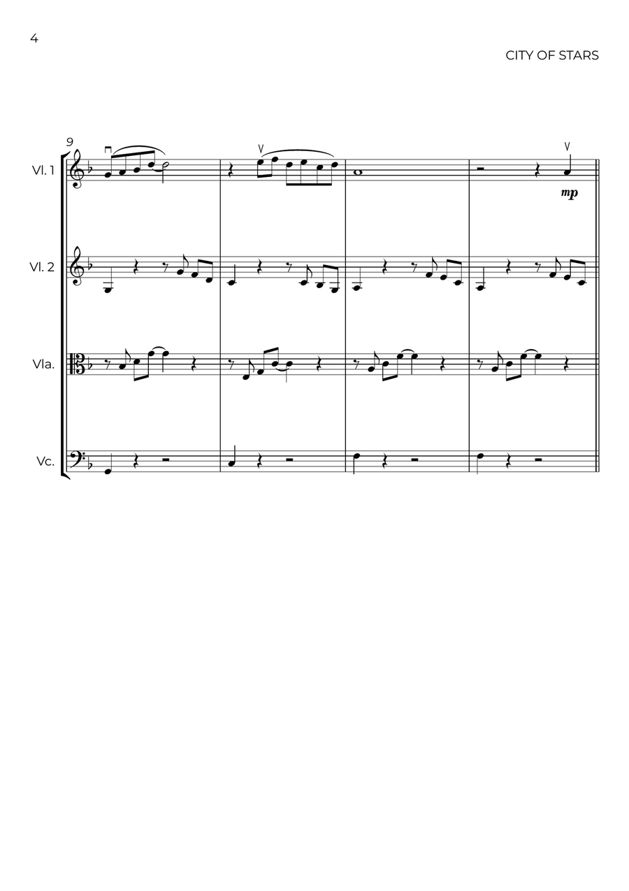 City Of Stars City Of Stars String Quartet scores gallery preview page 4