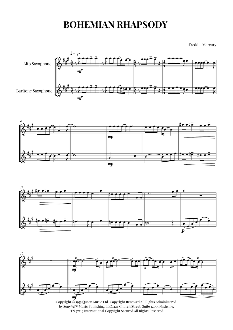 Bohemian Rhapsody Bohemian Rhapsody Woodwind Duet scores gallery preview page 1
