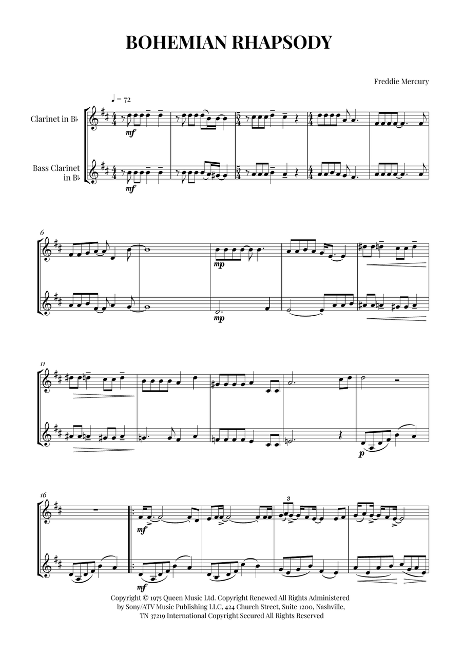 Bohemian Rhapsody Bohemian Rhapsody Woodwind Duet scores gallery preview page 1
