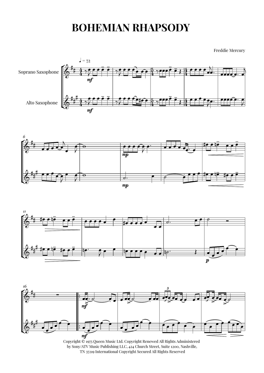 Bohemian Rhapsody Bohemian Rhapsody Woodwind Duet scores gallery preview page 1