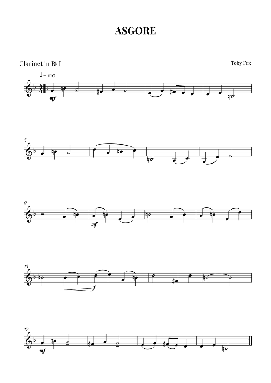 Asgore Asgore Clarinet Duet scores gallery preview page 2