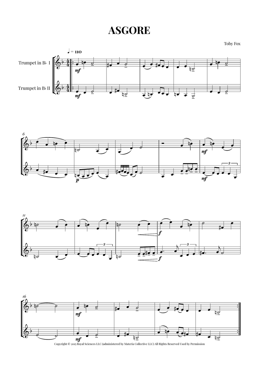 Asgore Asgore Trumpet Duet scores gallery preview page 1