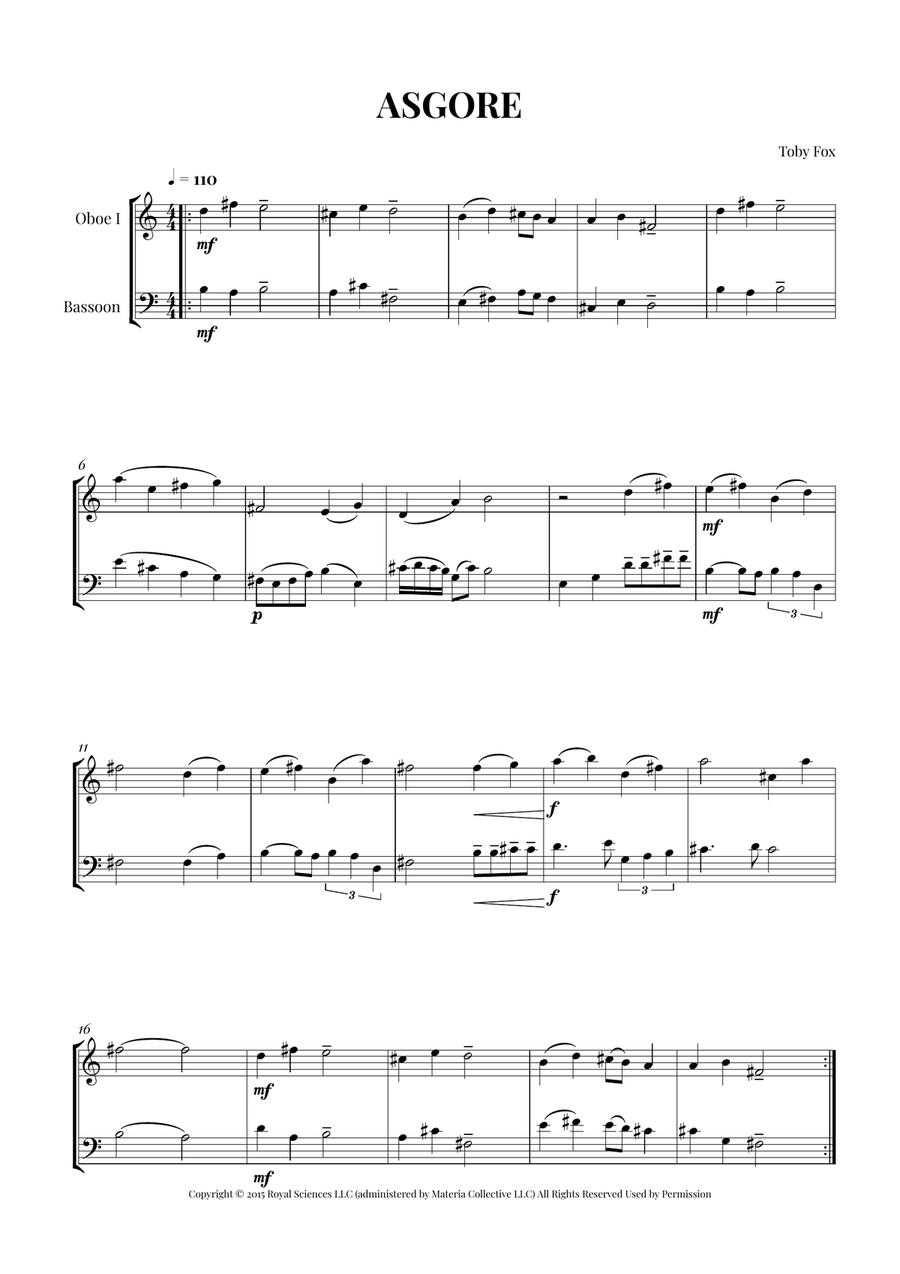 Asgore Asgore Woodwind Duet scores gallery preview page 1