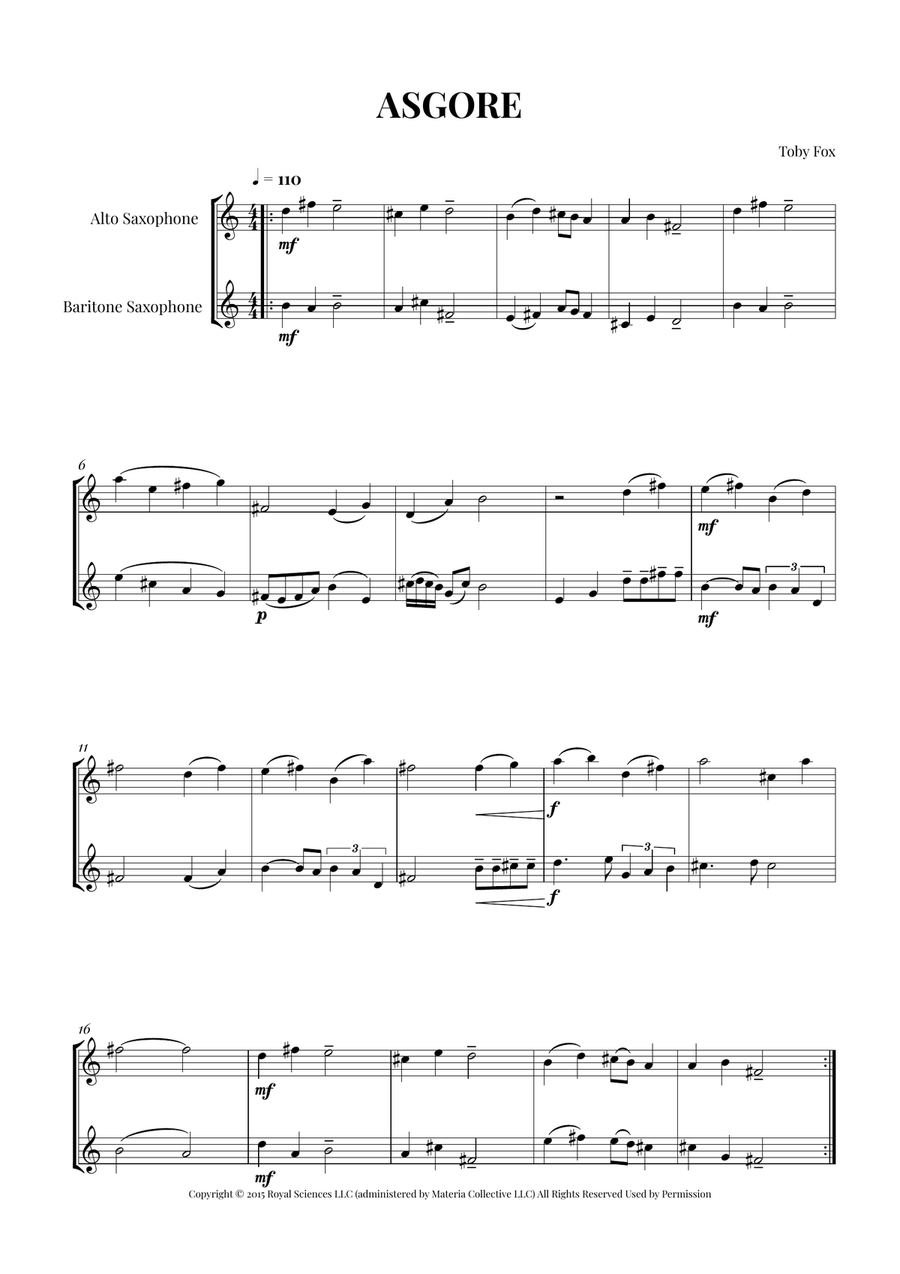 Asgore Asgore Woodwind Duet scores gallery preview page 1