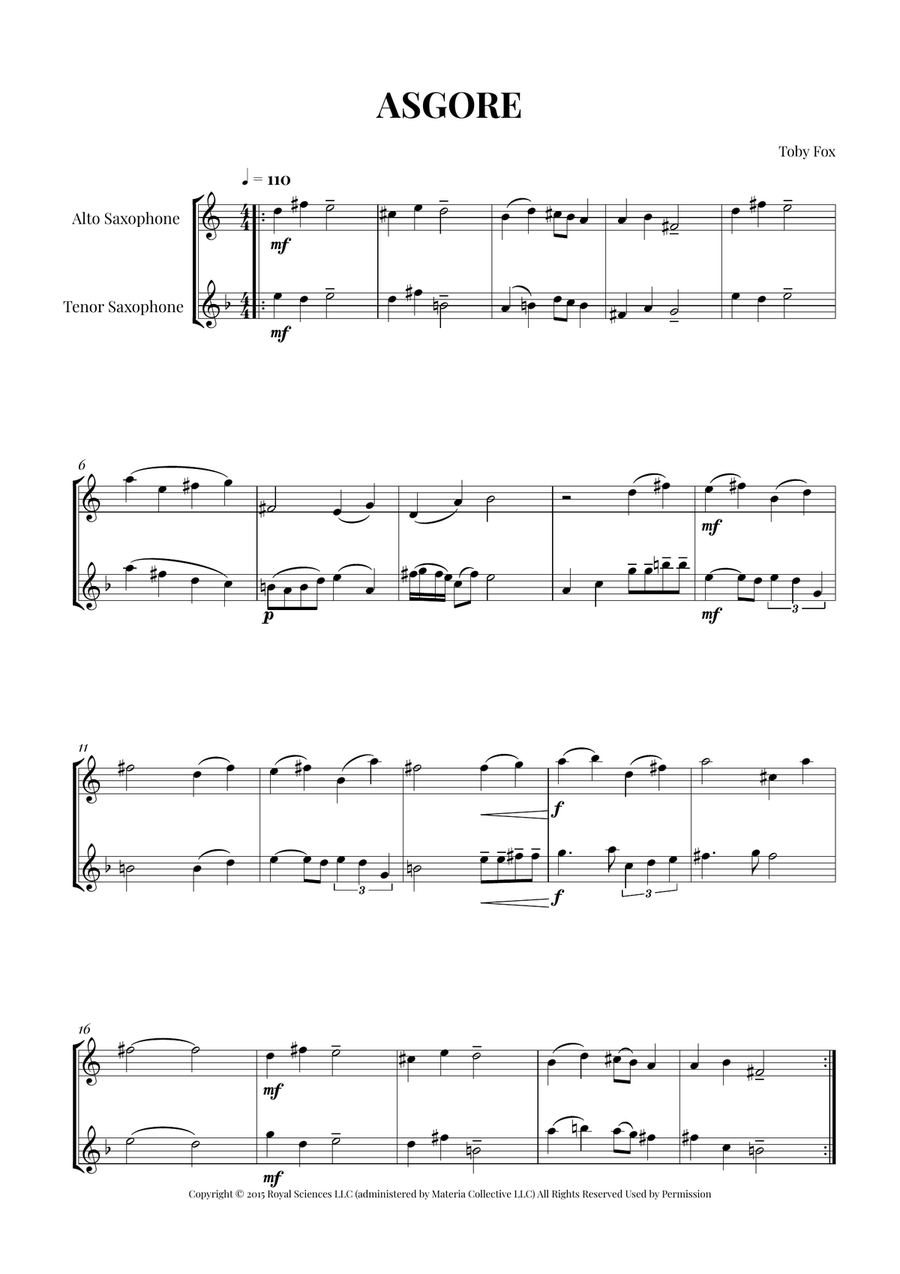 Asgore Asgore Woodwind Duet scores gallery preview page 1