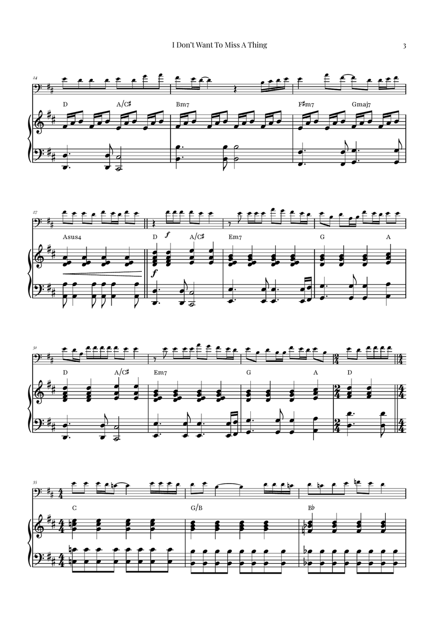 I Don't Want To Miss A Thing Piano scores gallery preview page 3