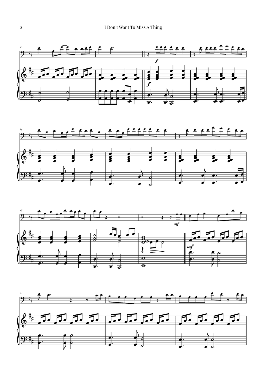 I Don't Want To Miss A Thing Piano scores gallery preview page 2